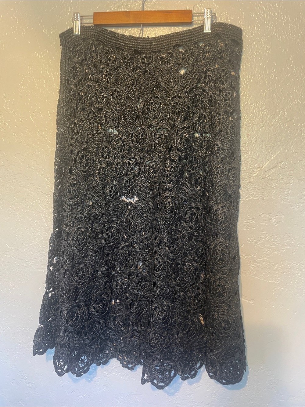Black hand Crochet raffia  Women's Skirt - no label